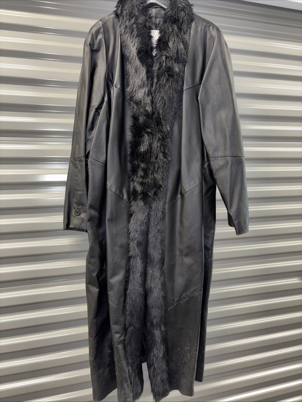 Vintage NWOT CBO New York Leather Trench-coat Faux Fur Collar Size 2X Beautiful